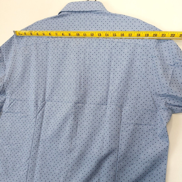 WRK Work Rest Karma Geo Dot Dress Shirt 4 Way Stretch Flip Cuff Men 18 Blue - Picture 7 of 13